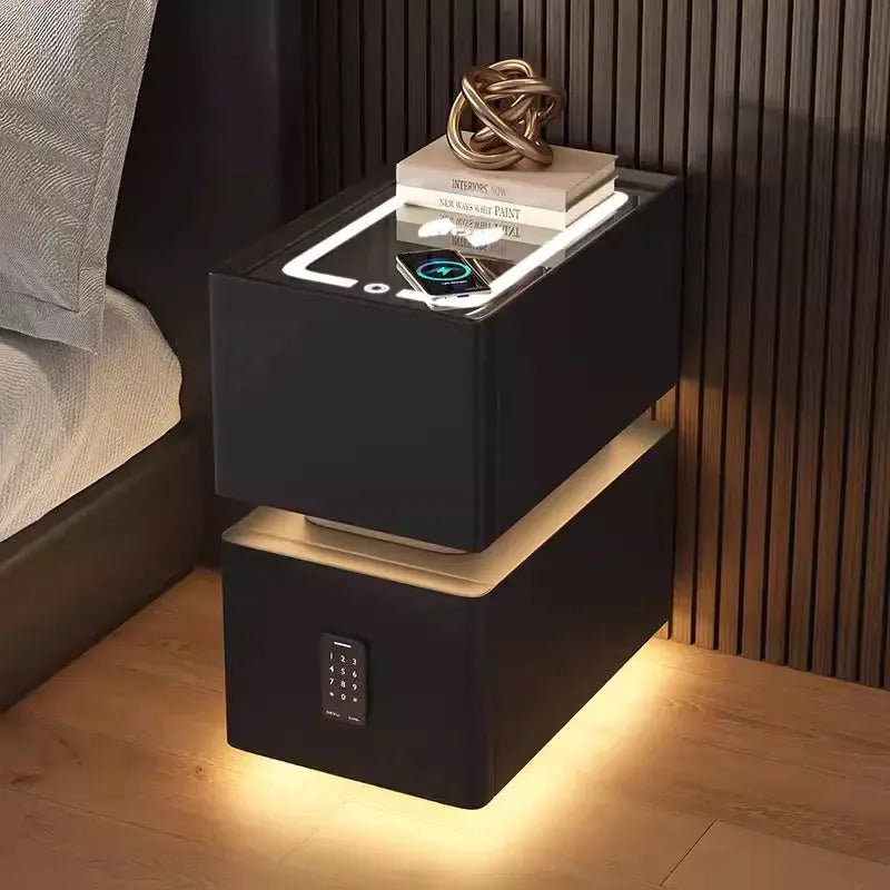 Smart Bedside Table – Modern Nightstand with Wireless Charging & LED Features NNOS