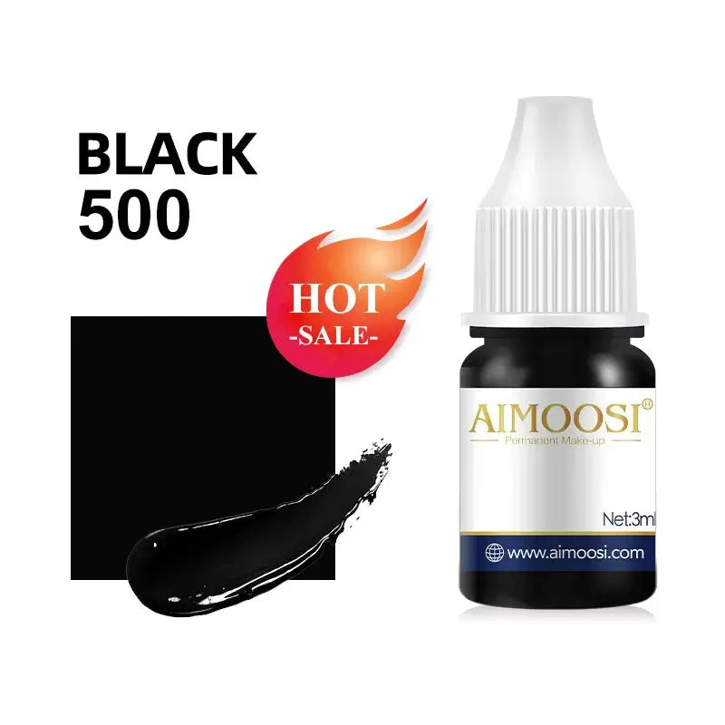 AIMOOSI Henna Eyebrow Tattoo Ink – Professional Microblading Pigment for Eyeliner & Brow Enhancement | 0.1OZ Black Permanent Makeup Ink NNOS