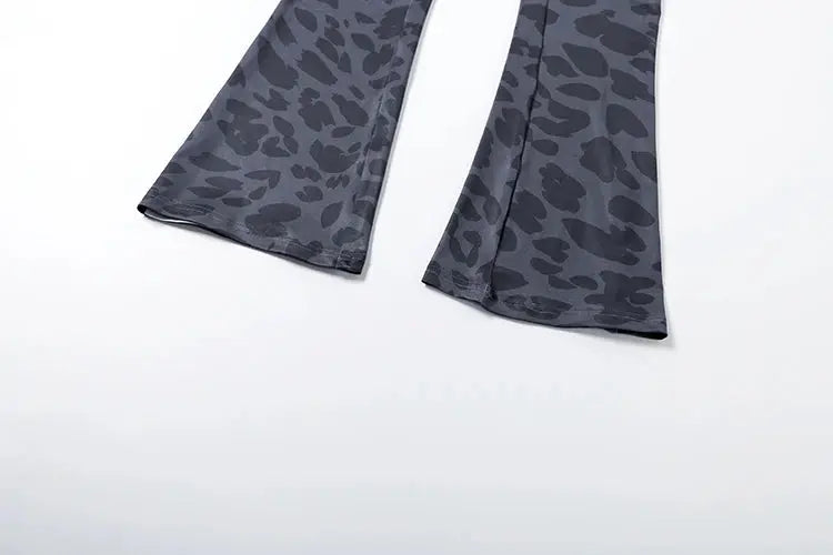 Women's Sexy Fashion Leopard Print Jumpsuit with Zip Cardigan Design Full Sleeve Slim Fit High Waist Ankle-Length Overalls NNOS
