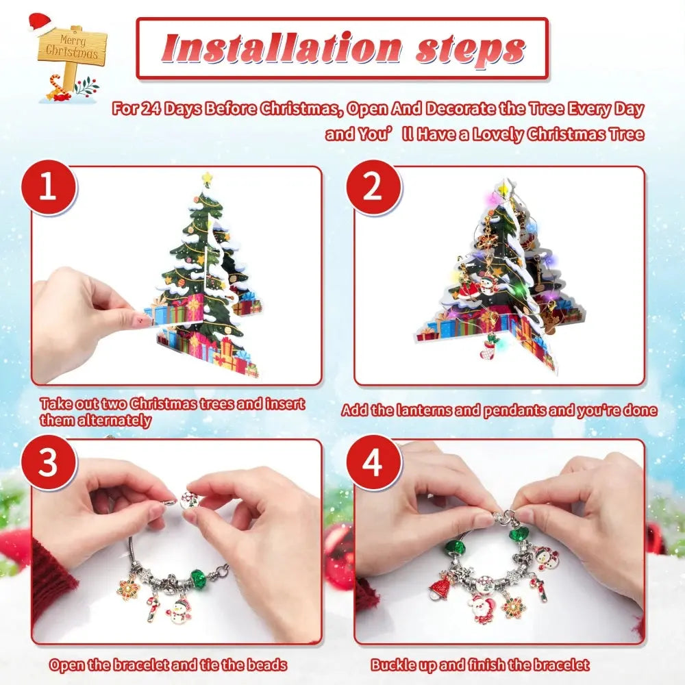 1 Set of Cute Christmas Countdown DIY Bracelet Set ， Christmas New Year Birthday Party Wedding Spring Festival Gifts Gift Filler NNOS