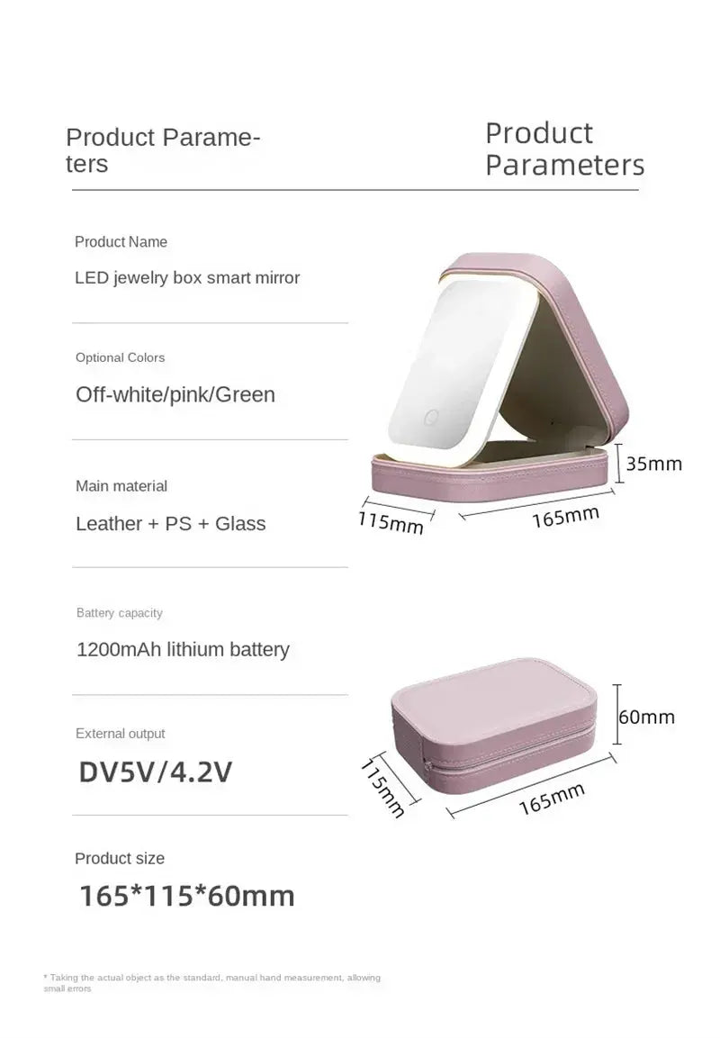 Smart LED Cosmetic Case with Mirror Travel Makeup Bag Small Cute Female Beautician Skincare Product Makeup Case for Women NNOS