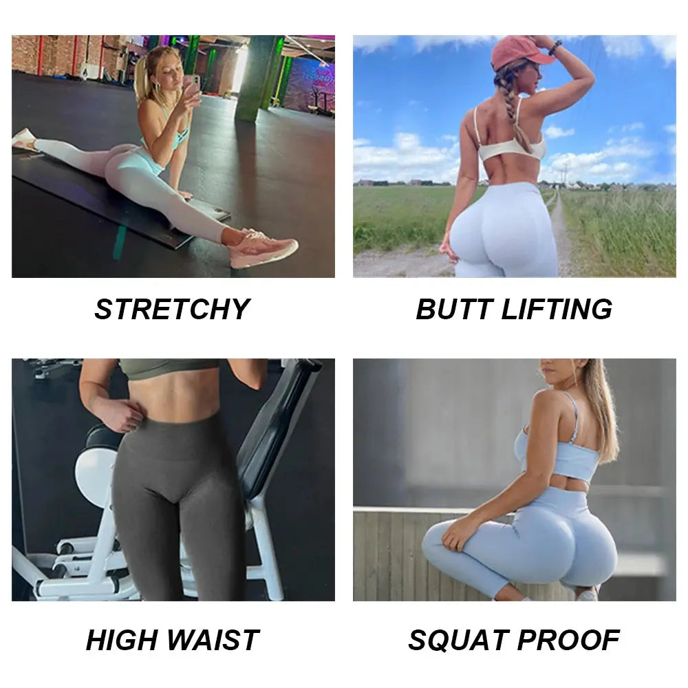 High Waist Seamless Push Up Sport Leggings for Women Stretchy Peach Butt Yoga Pants Tummy Control Gym Workout Fitness Tights NNOS