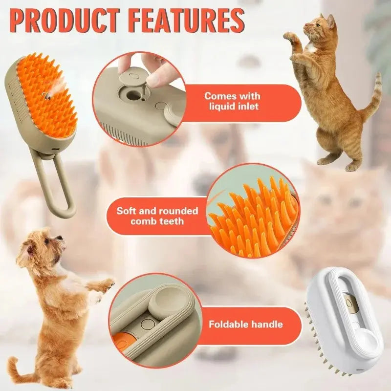 Cat Steam Brush Steamy Dog Brush 3 in 1 Rechargeable Spray Cat Hair Brushes for Massage Pet Grooming Comb Hair Removal Comb NNOS