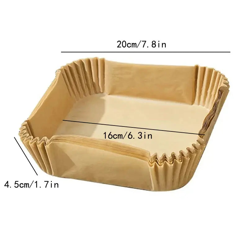 50Pcs Disposable Air Fryer Baking Paper Non-Stick Mat Oil Absorbing Kitchen Oven BBQ Plate Round/Square Fabric for Easy Cooking NNOS