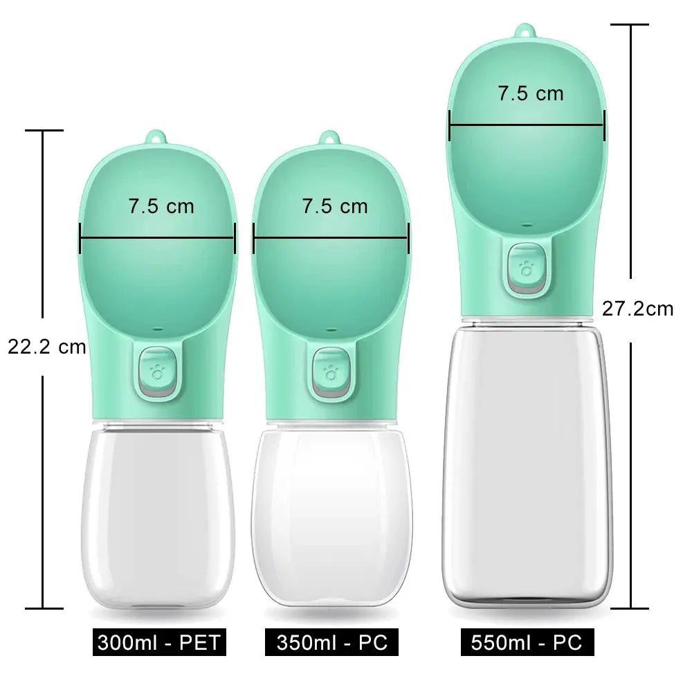 Portable Dog Water Bottle Leakproof Outdoor Drinking Bowl for Small to Large Dogs Chihuahua French Bulldog - 300ML-550ML Capacity NNOS