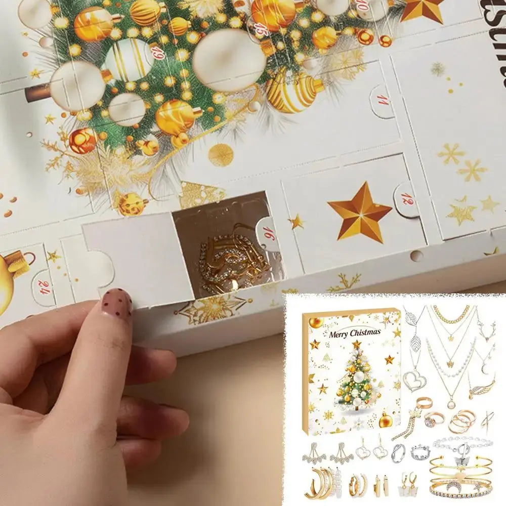 Christmas DIY Bracelet Gift Box Holiday Calendar Earrings Necklace Jewelry Handmade Beaded Set Christmas Countdown Calendar NNOS