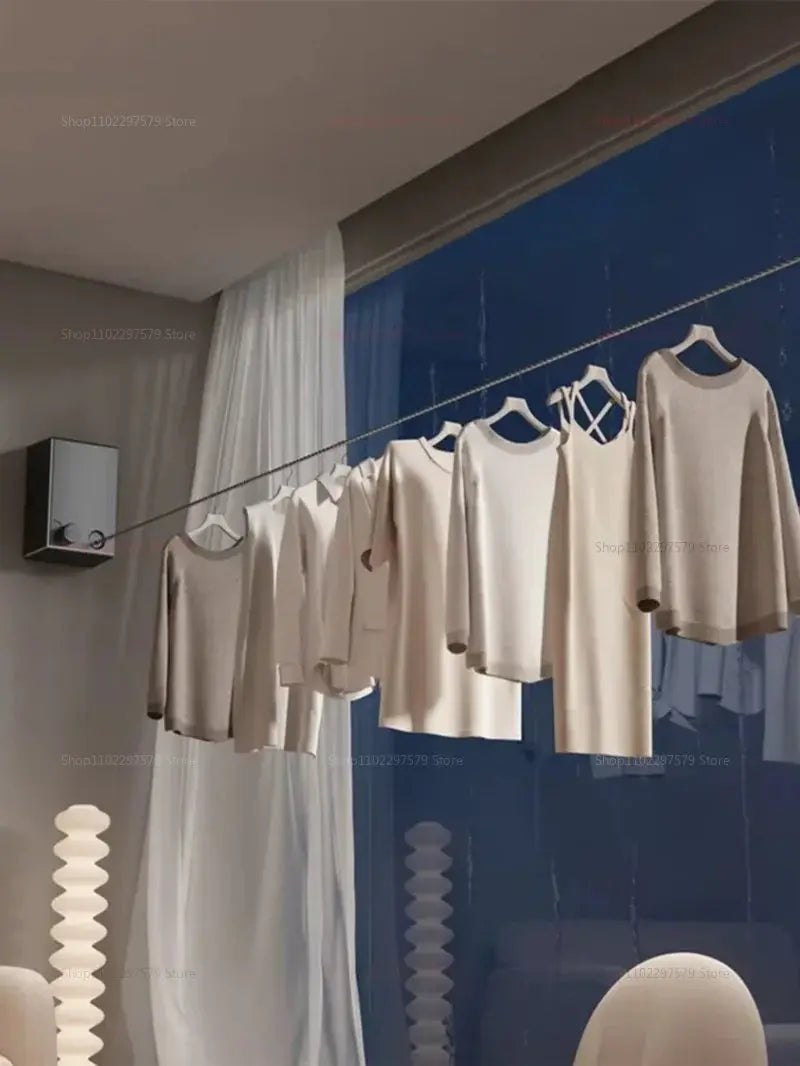 Invisible Clothesline Indoor Without Hole-Punching Shrinkage Wire Clothes Drying Artifact NNOS
