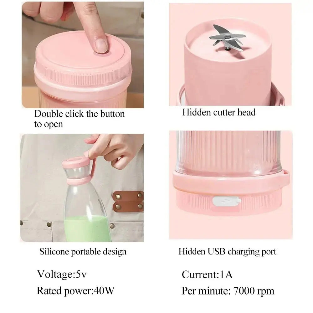 Electric Juicer Rechargeable Fresh Fruit Juicer USB Portable Juice Cup Handheld Smoothie Machine Mini Juice Blender Kitchen NNOS