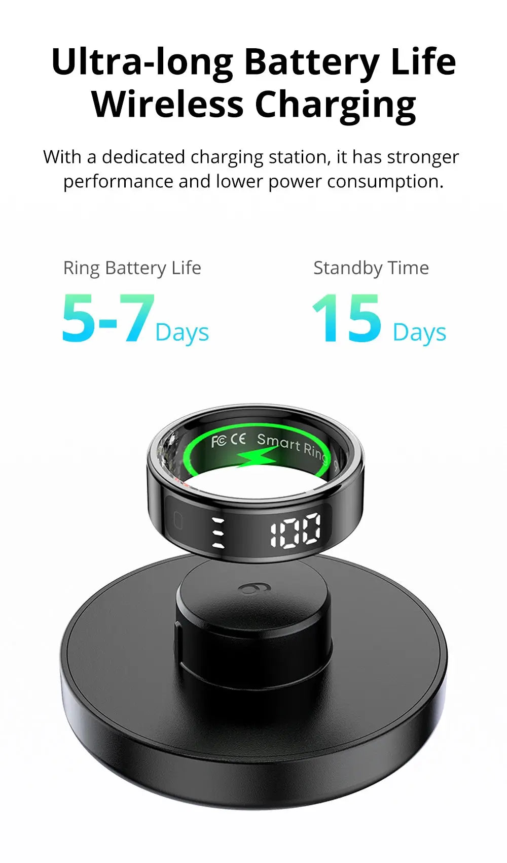 2025 COLMI R12 Smart Ring with Display Screen and Touch, Wireless Charging, Health Manager, 5 ATM Waterproof For Men Women NNOS