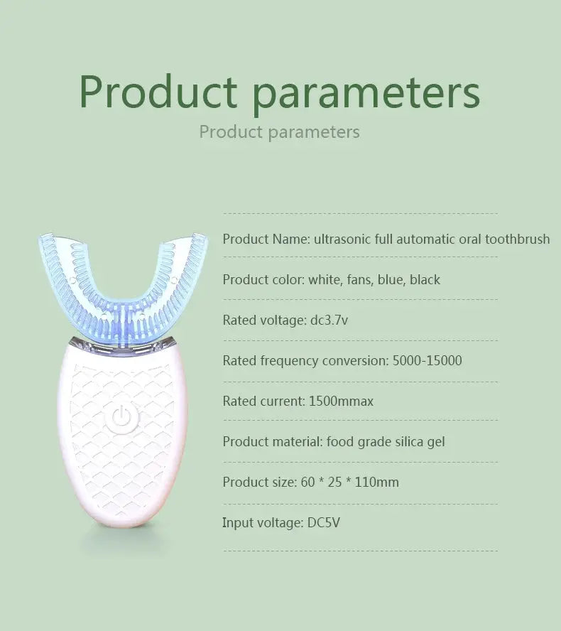 U-Shaped Electric Toothbrush 360° Cleaning Silicone Brush USB Rechargeable NNOS