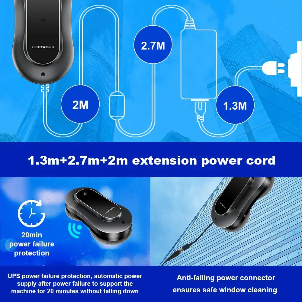 YW810 Advanced Robot Window Cleaner - 2800Pa Suction Power, Dual Water Spray, Dry/Wet Mopping, AI Navigation, Brushless Motor, Remote and App Control