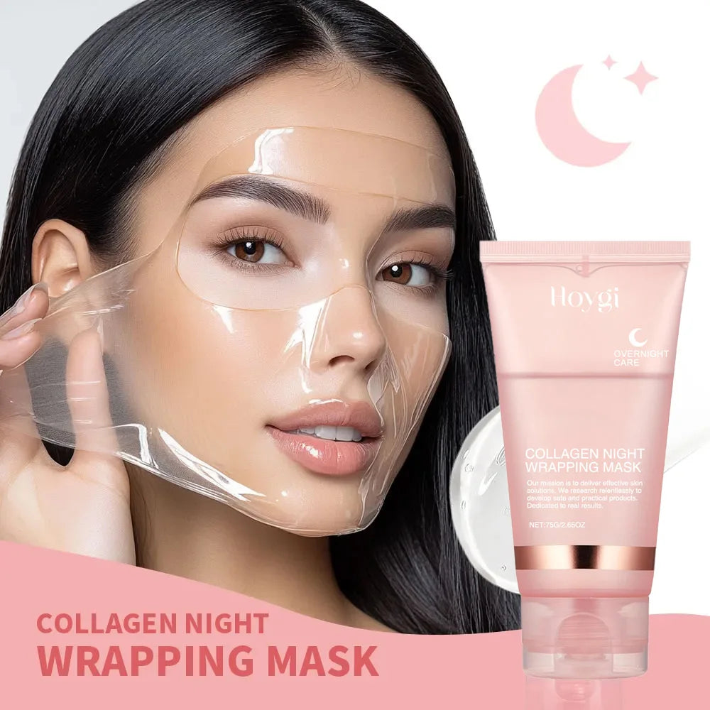 Collagen Overnight Wrapping Peel Off Facial Mask Set Korean Collagen Night Wrapping Mask Deeply Hydrates Night Care Mask Cream NNOS