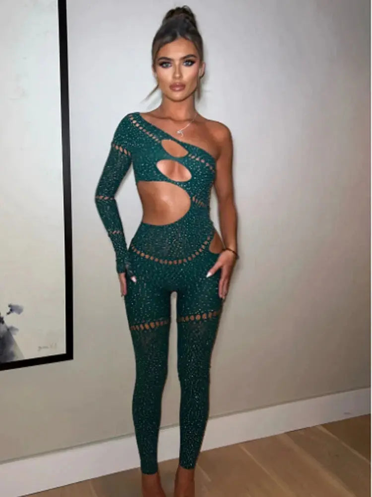 Puss Shine Rhinestone Jumpsuit NNOS