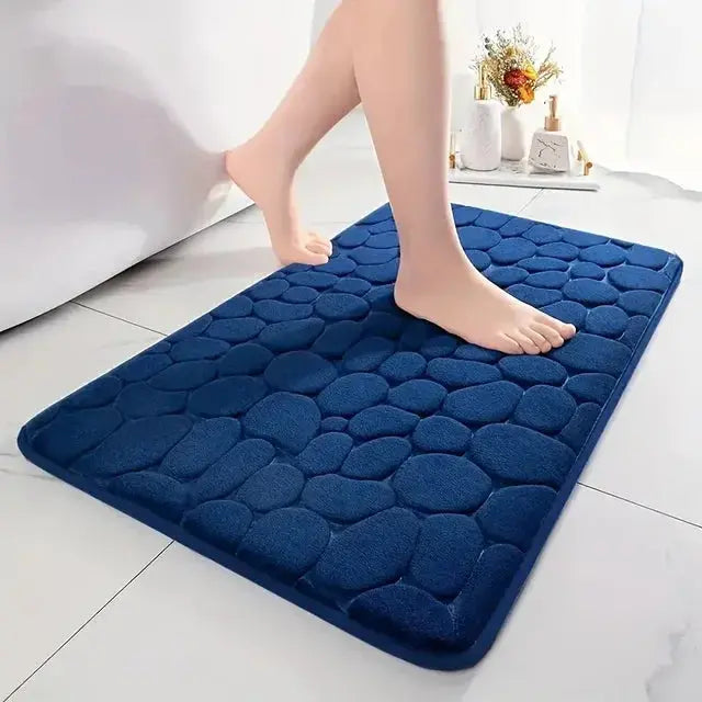 3D Non Slip Bathroom Mat Bath Mats Absorbent Doormat Carpet Cobblestone Embossed Door Floor Mats Machine Washable Quick Drying NNOS