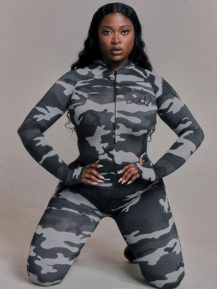 Women's Sexy Fashion Leopard Print Jumpsuit with Zip Cardigan Design Full Sleeve Slim Fit High Waist Ankle-Length Overalls