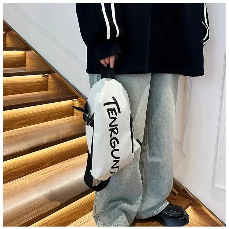 Autumn Winter Nylon Chest Bag for Men and Women Trendy Fashionable Sports Leisure Crossbody Bag with Oblique Straddle Design NNOS
