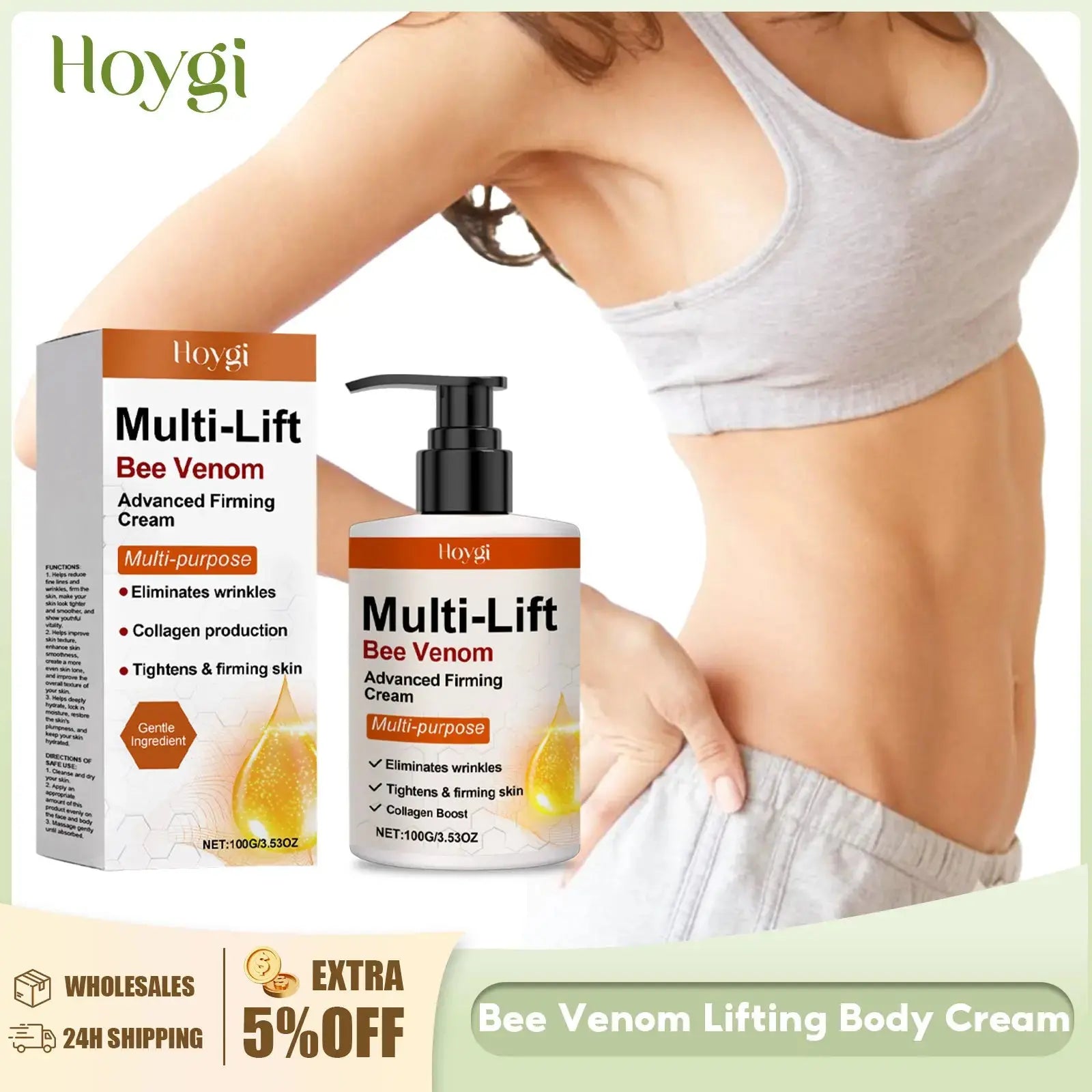 Bee Venom Cream for Body Multi Lifting Reduce Sagging Skin Anti Wrinkle Shaping S Curved Fat Firming Buttock Body Massage Lotion NNOS