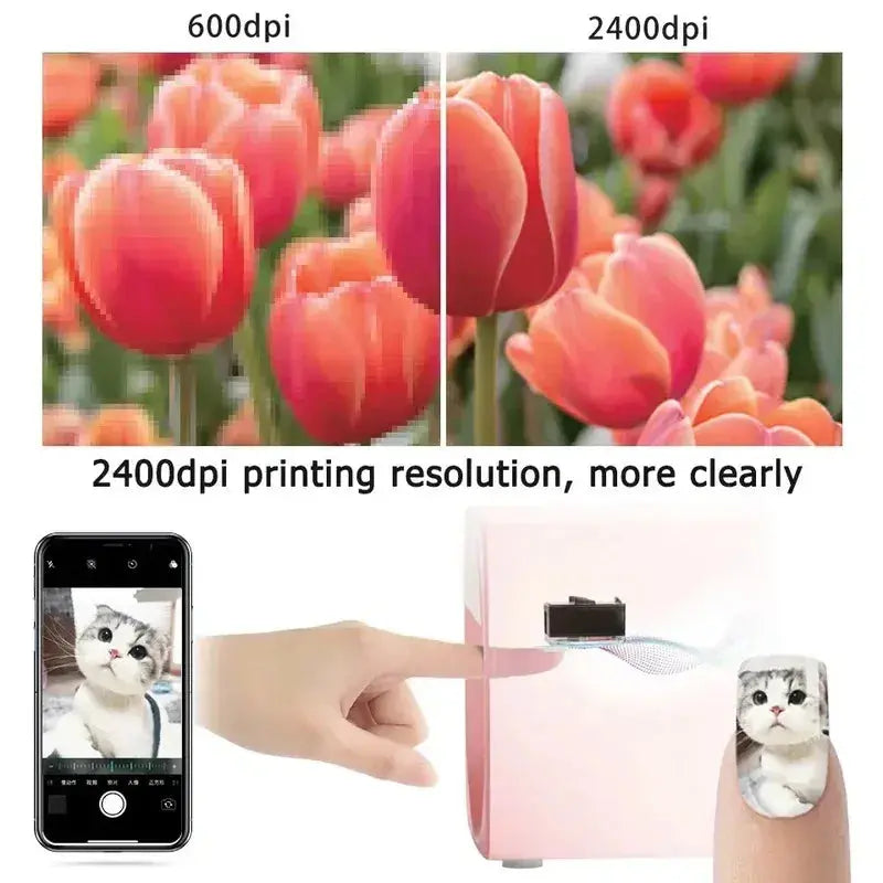Smart Nail Printer Portable 3D Mobile Nail Painting Machine 2400 DPI Printing Resolution WiFi/DIY Support for Home Beauty Salon NNOS