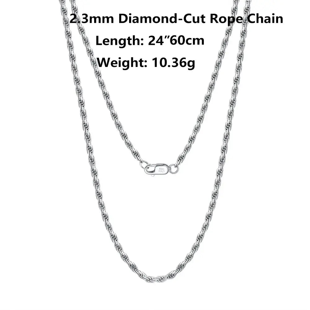 ORSA JEWELS Italian 925 Sterling Silver Diamond-Cut Rope Chain Necklace 18K Gold Plated Necklaces Chains for Women Jewelry SC29 NNOS