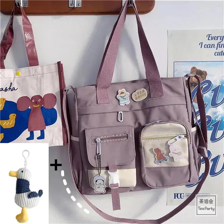 Waterproof Nylon Canvas Shoulder Bag – Stylish Japanese-Inspired Crossbody Satchel for Women, Girls & Students NNOS