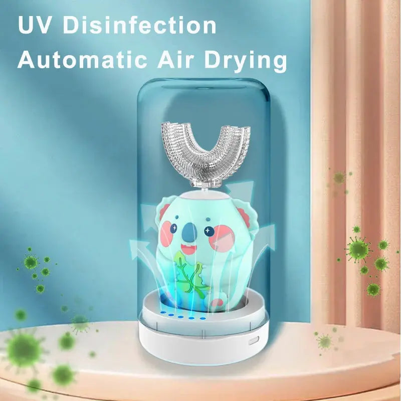 Children's Sonic Electric Toothbrush USB Rechargeable for Kids U-shaped 360Degrees Automatic Silicone Toothbrush Blue Light IPX7 NNOS