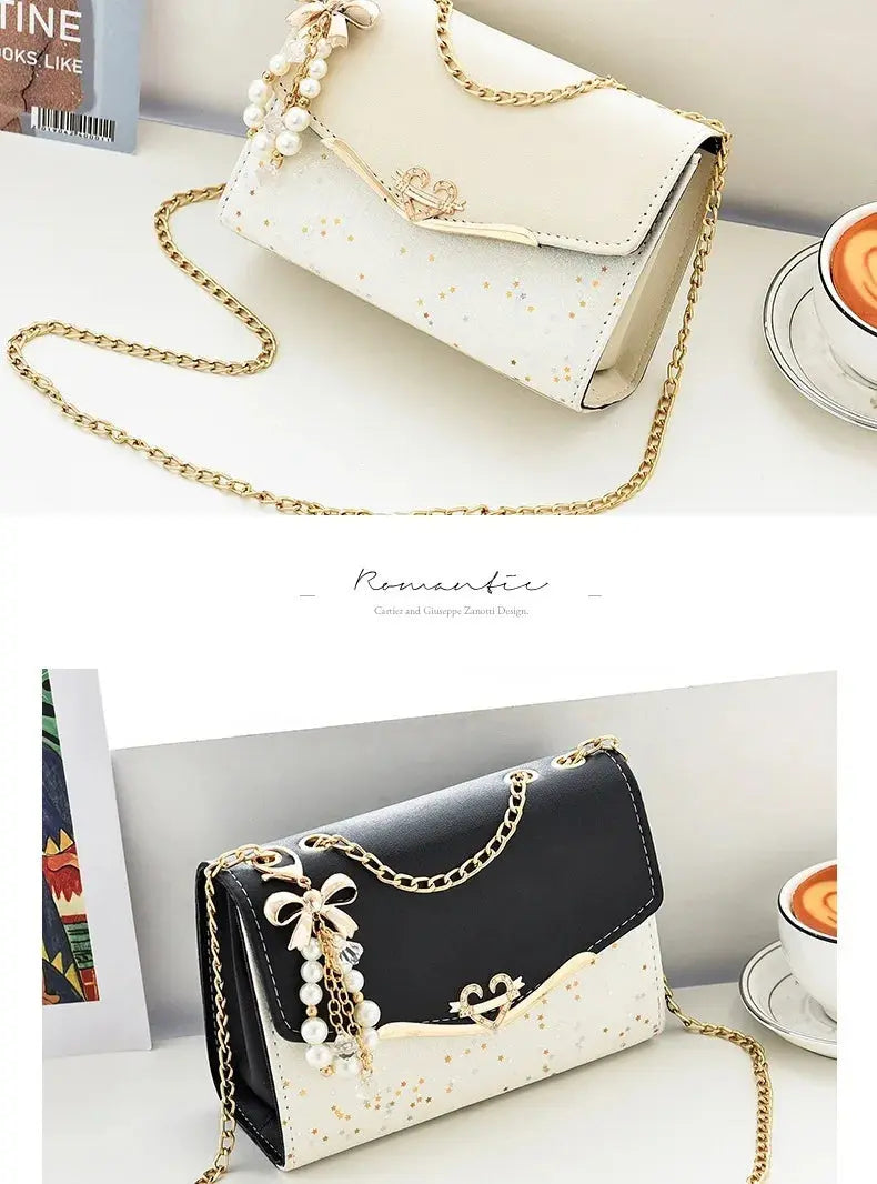 Glam Chic Mini Crossbody Bag – Sparkling Sequin Square Design with Tassel Charm, Stylish PU Shoulder Purse for Women & Girls NNOS