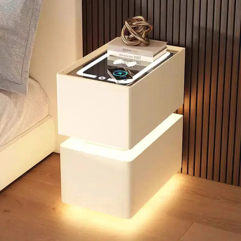 Smart Bedside Table – Modern Nightstand with Wireless Charging & LED Features NNOS