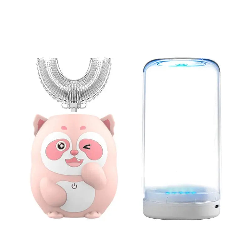 Children's Sonic Electric Toothbrush USB Rechargeable for Kids U-shaped 360Degrees Automatic Silicone Toothbrush Blue Light IPX7 NNOS