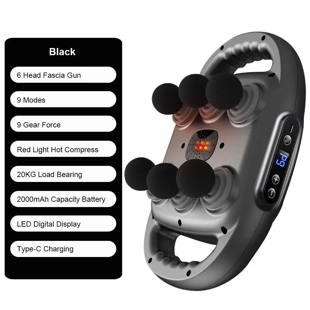 Electric Muscle Relaxation Massager Fascia Gun 6 Heads Body Massage for Deep Tissue Muscle Relief Back Leg Neck NNOS
