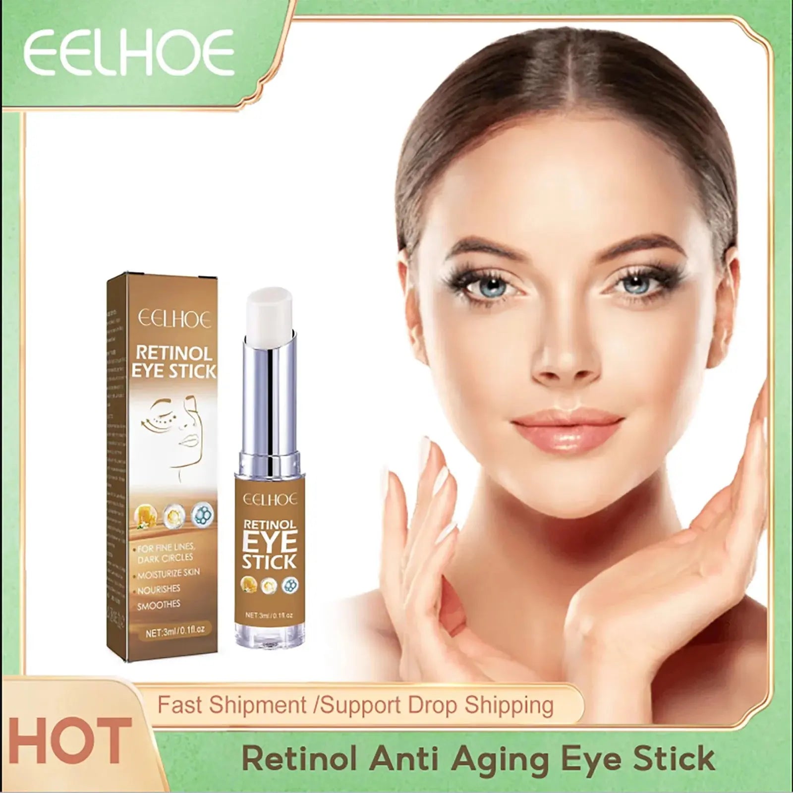 Retinol Anti Aging Eye Stick Reduce Wrinkle Lifting Firming Nourish Improve Fine Lines Crow's Feet Remove Dark Circles Eye Balm NNOS