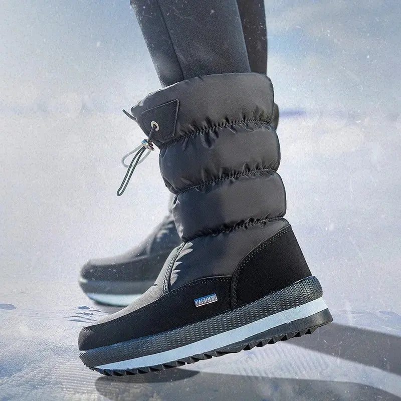 Winter thick women's snow boots Warm Plush Mid-calf Boots Non slip Waterproof  Platform Snow Boot Casual Female White shoes NNOS