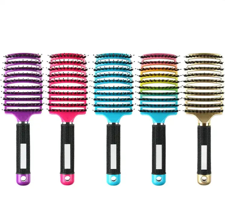 Curved Bristle Massage Comb – Multifunctional Styling for Curly Hair NNOS