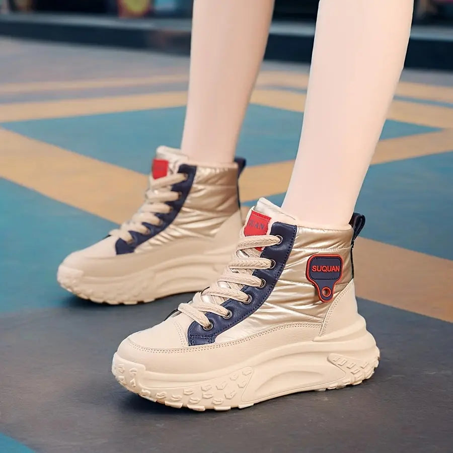 Women’s Warm Ankle Boots – High-Top Winter Sneakers with Pineapple Sole NNOS