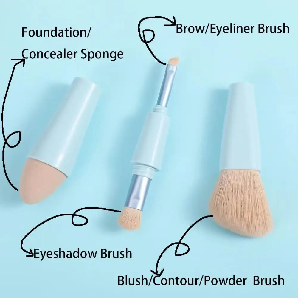 Travel Light with Our 4-in-1 Makeup Brush Set: Perfect for Highlighting, Eyeshadow, and Blush! ✈️💄✨