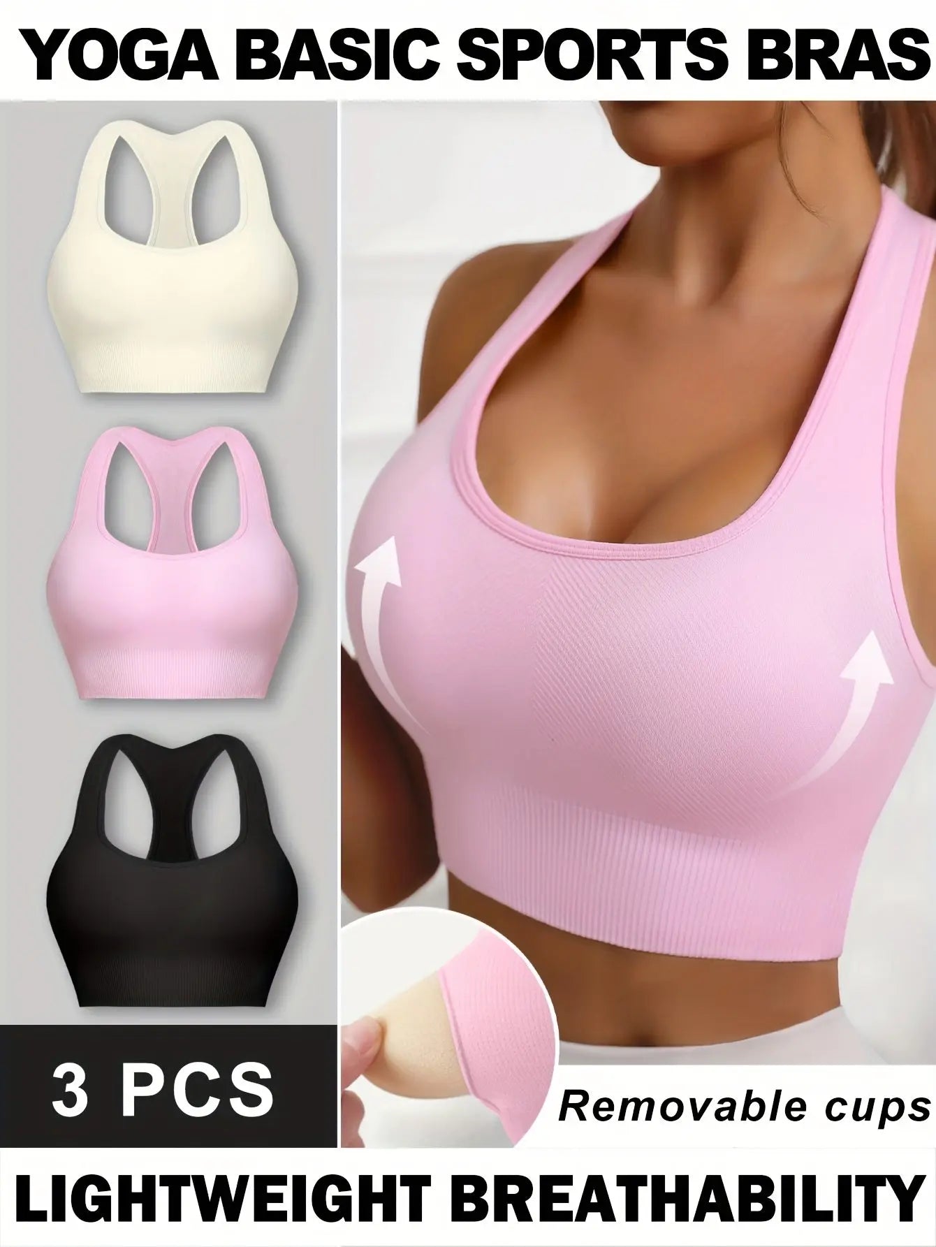 Women’s 3-Pack Crop Tank Tops – Sleeveless U-Neck Stretchy Casual Sportswear NNOS