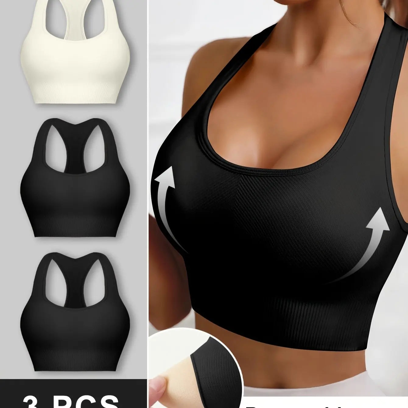 Women’s 3-Pack Crop Tank Tops – Sleeveless U-Neck Stretchy Casual Sportswear NNOS