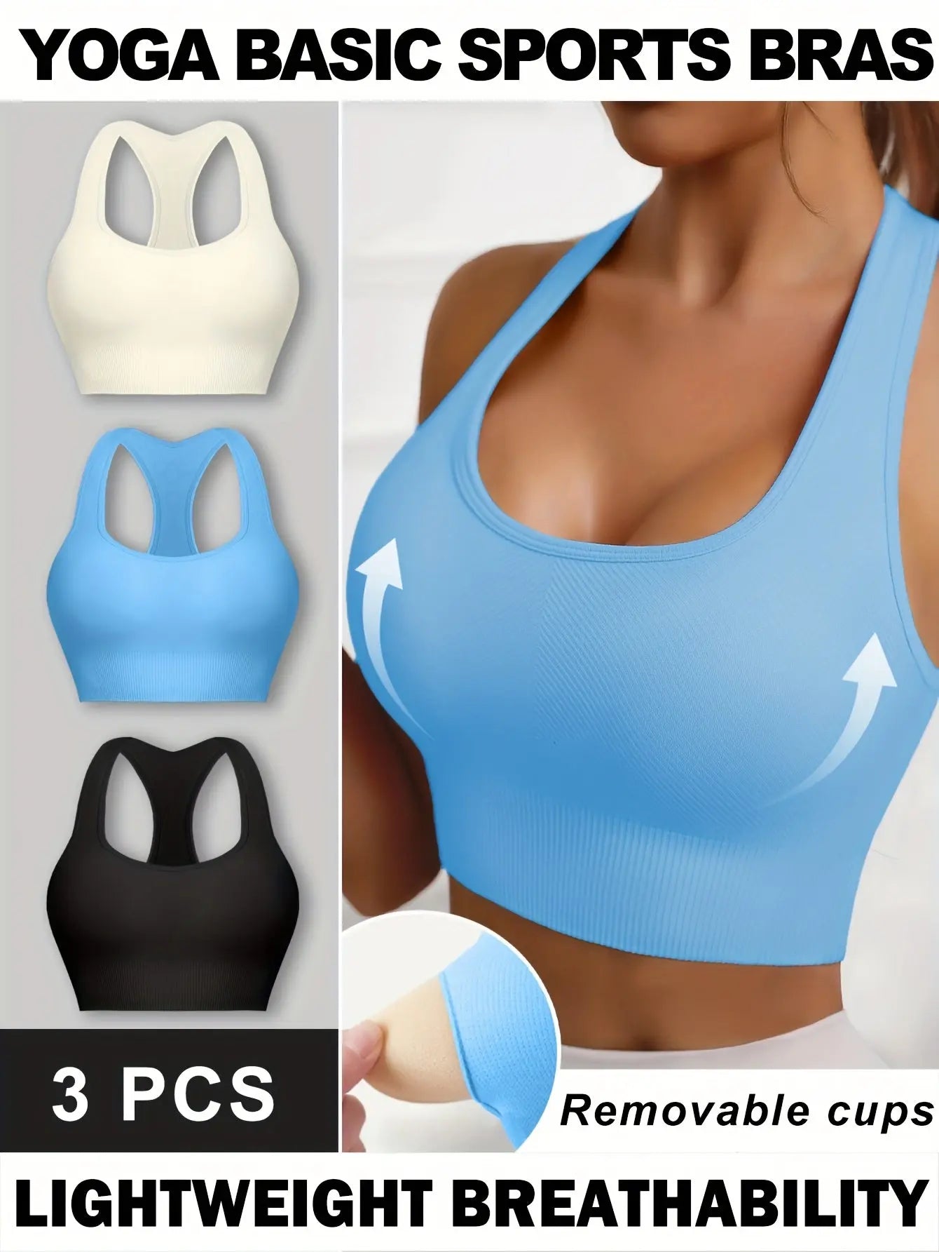 Women’s 3-Pack Crop Tank Tops – Sleeveless U-Neck Stretchy Casual Sportswear NNOS