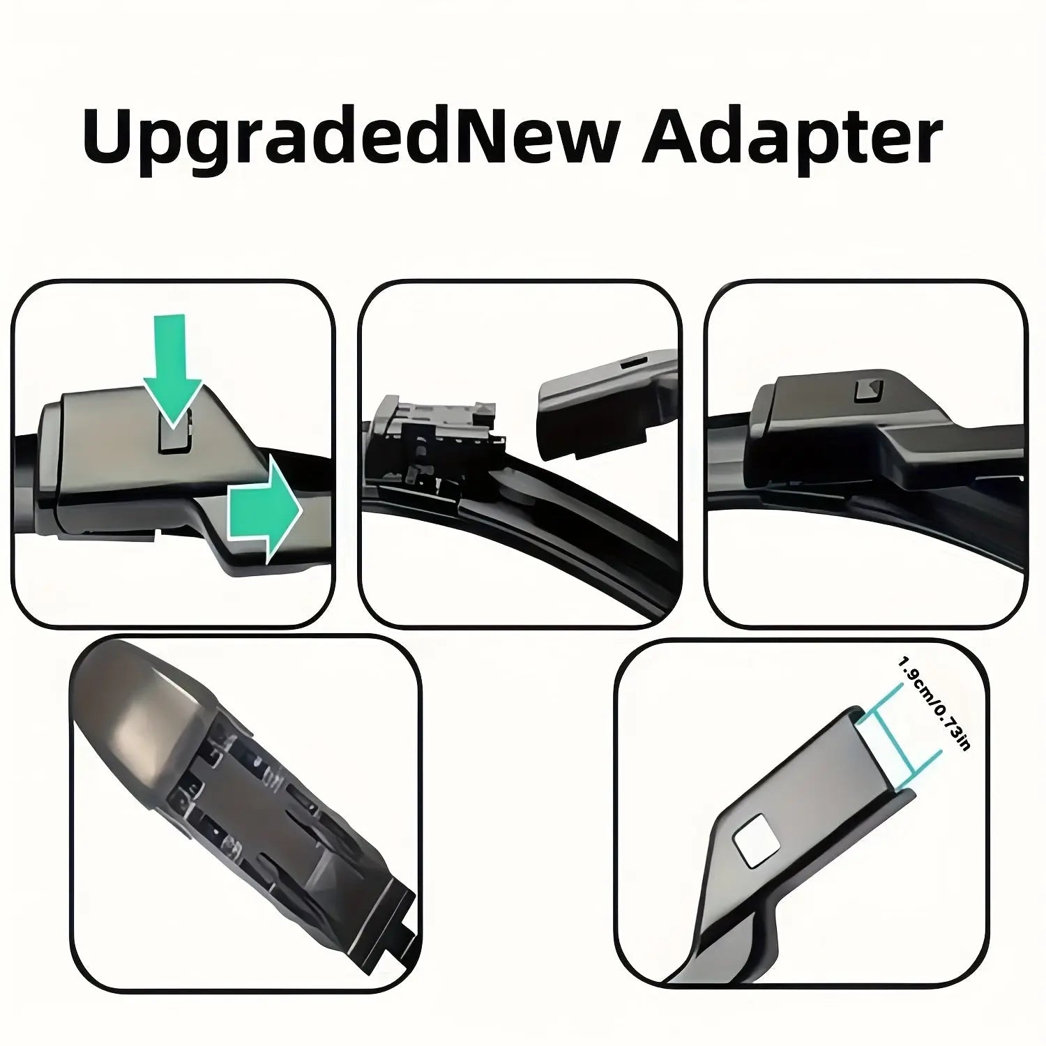 Brand New Upgraded All-Season Car Windshield Wipers with U/J Type Hook Blades + 3pcs Adapter Replacement Heads/6 Rubber Strips for Car Wipers, Featuring a High-Quality Rubber Stable Base Design for Quiet, Durable, And Clear A NNOS