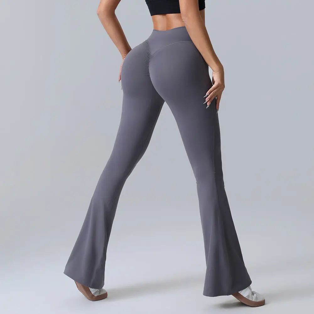 Hip-lift Yoga Flared Pants Fitness Sports Wide Leg High Waist Quick Dry Trousers Womens Clothing NNOS
