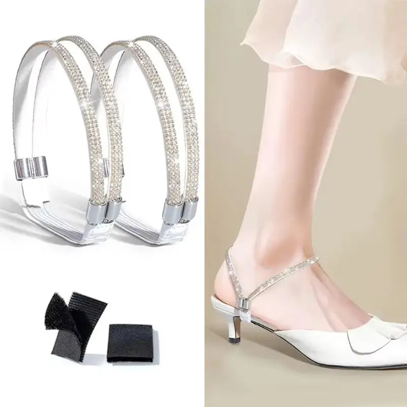 Step up your style game with our 2-Pack Anti-Skid High Heel Shoe Bands! ✨ Featuring blingy rhinestone shoelaces and secure anti-drop straps, your heels will stay in place while you strut your stuff! 💃👠 #FashionEssentials #HighHeelHacks