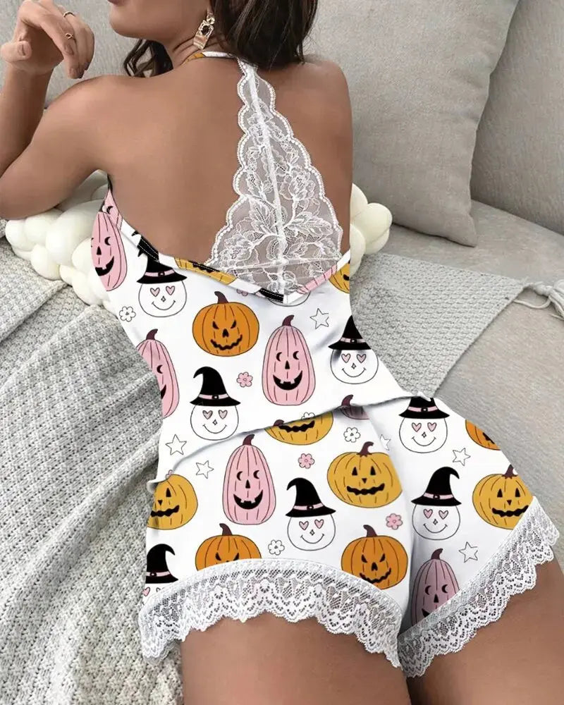 Women's Crochet Lace Sleeveless V-Neck Pajama Set - Elegant 2-Piece Summer Sleepwear