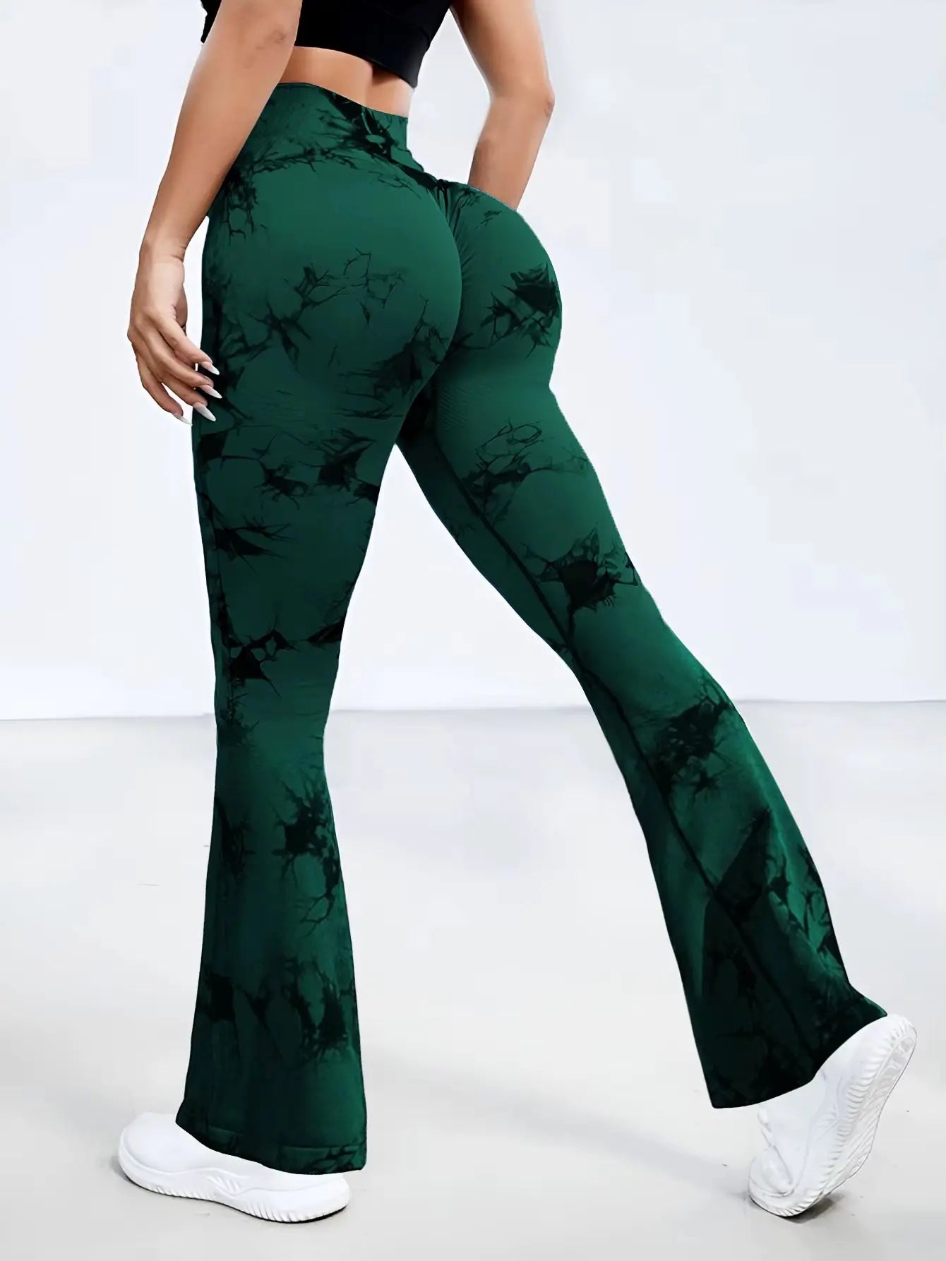 Trendy High-Waisted Tie-Dye Flare Pants for Women - Perfect for Casual Sports and Fitness!