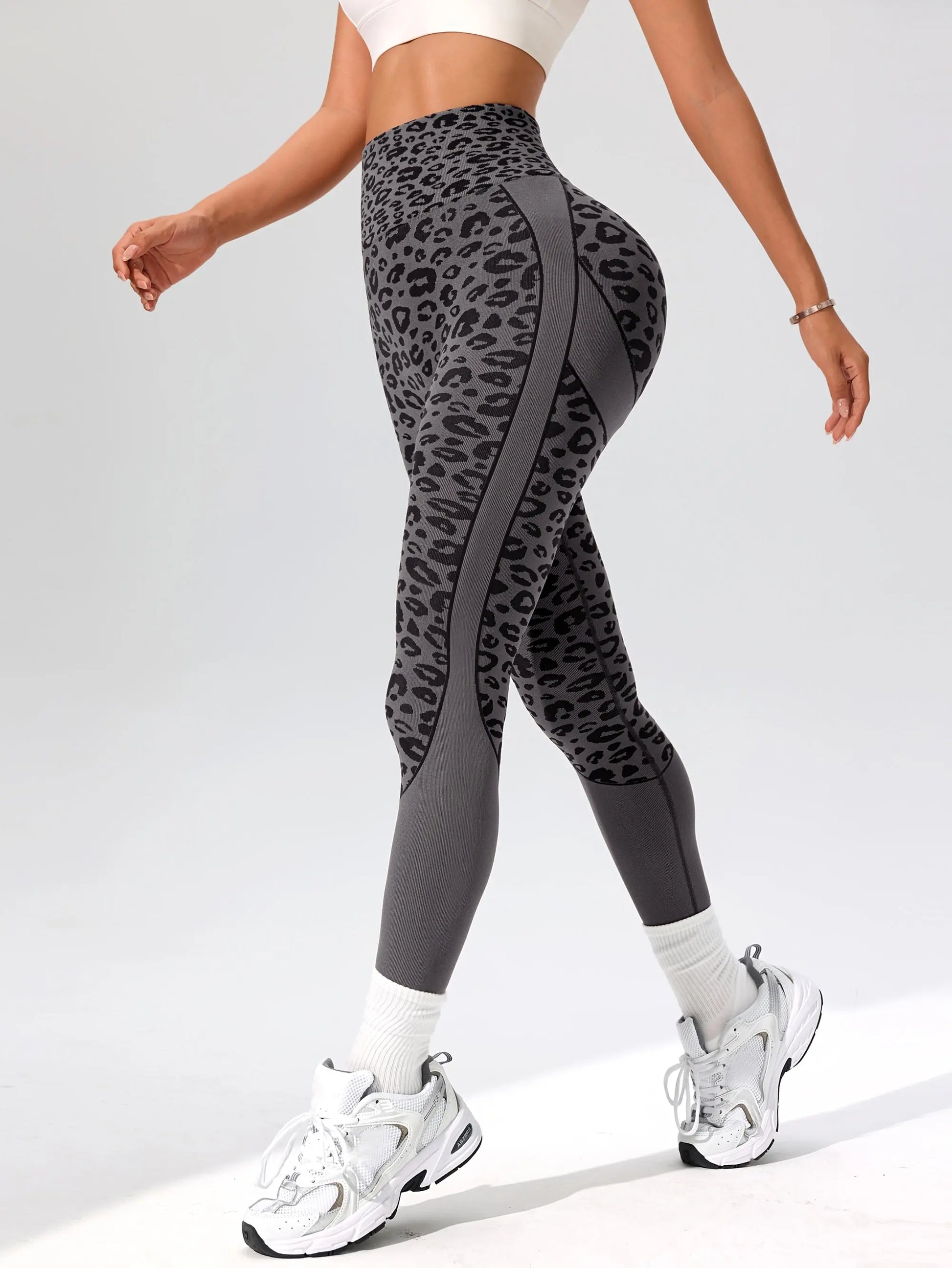 Women’s High-Waist Leopard Yoga Leggings – Seamless Quick-Dry Stretch Pants NNOS