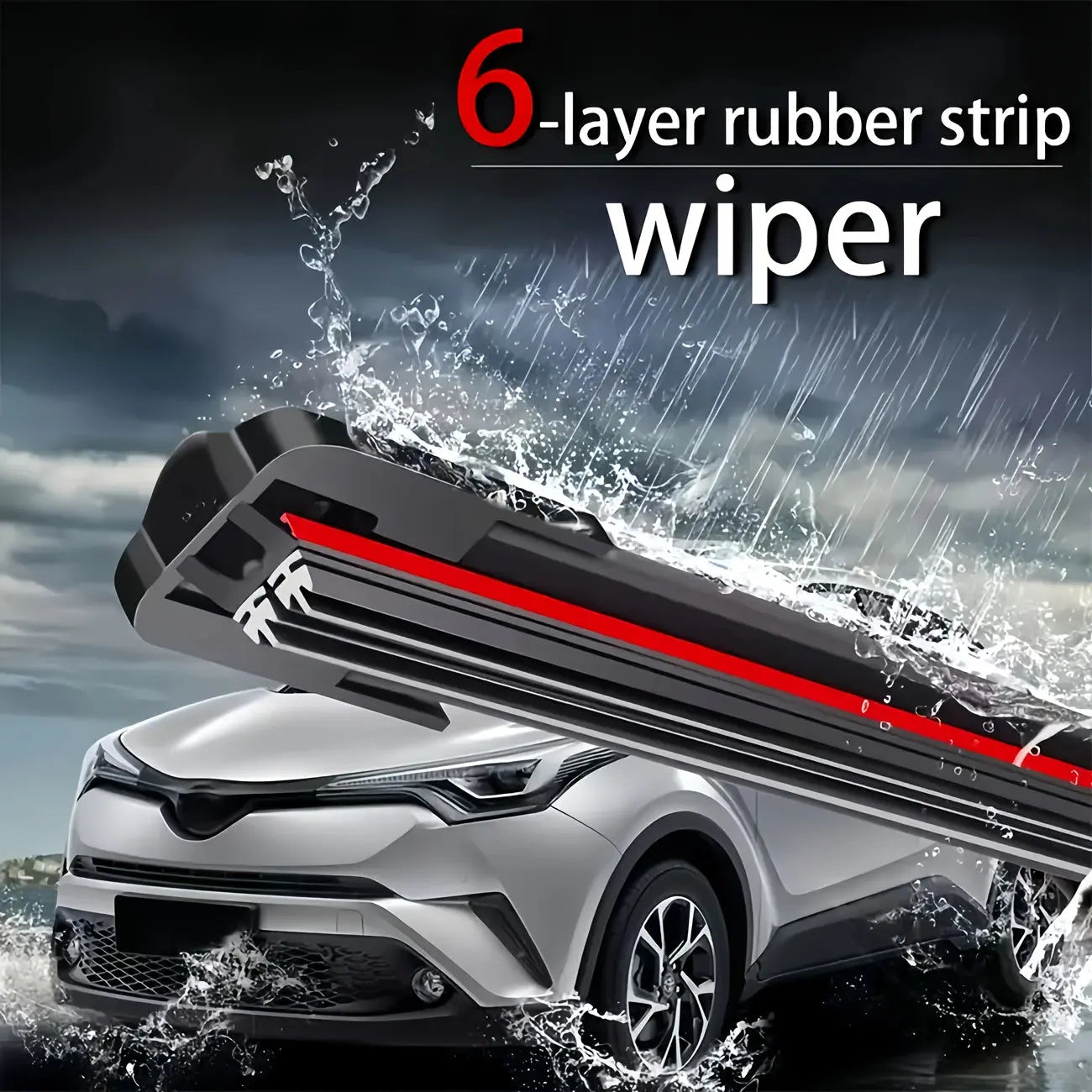 Brand New Upgraded All-Season Car Windshield Wipers with U/J Type Hook Blades + 3pcs Adapter Replacement Heads/6 Rubber Strips for Car Wipers, Featuring a High-Quality Rubber Stable Base Design for Quiet, Durable, And Clear A NNOS