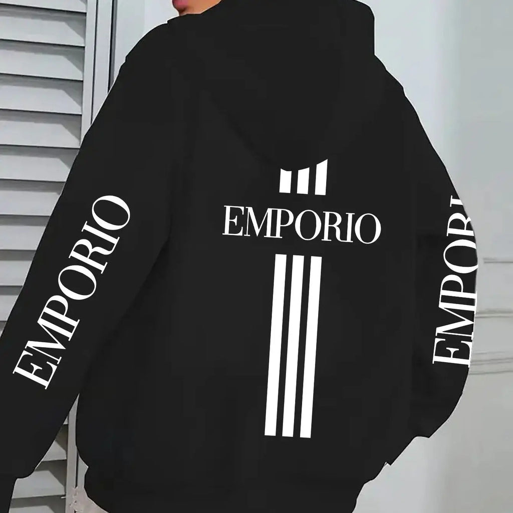 Women’s Pink "EMPORIO" Hoodie – Vibrant Zip-Up Sweatshirt with Three-Stripes NNOS