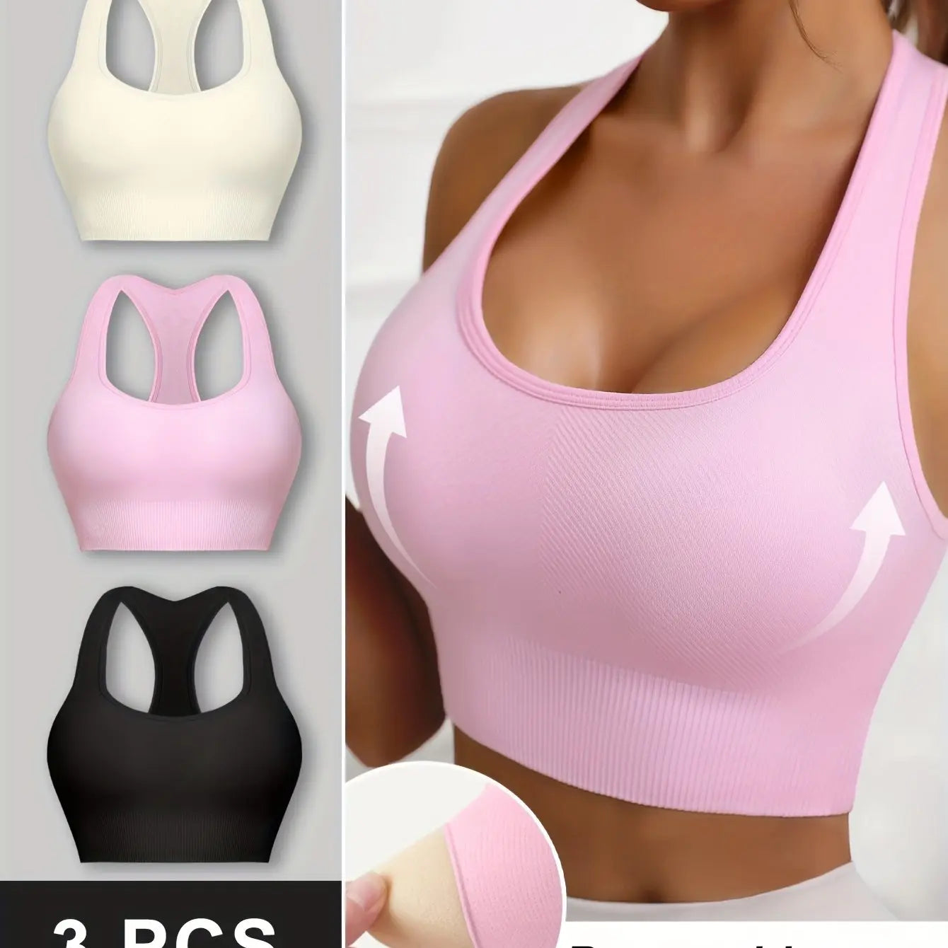 Women’s 3-Pack Crop Tank Tops – Sleeveless U-Neck Stretchy Casual Sportswear NNOS