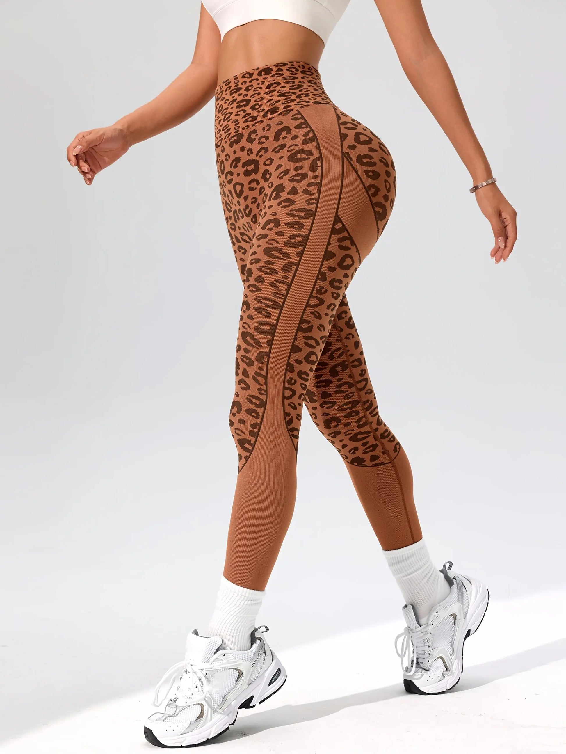 Women’s High-Waist Leopard Yoga Leggings – Seamless Quick-Dry Stretch Pants NNOS