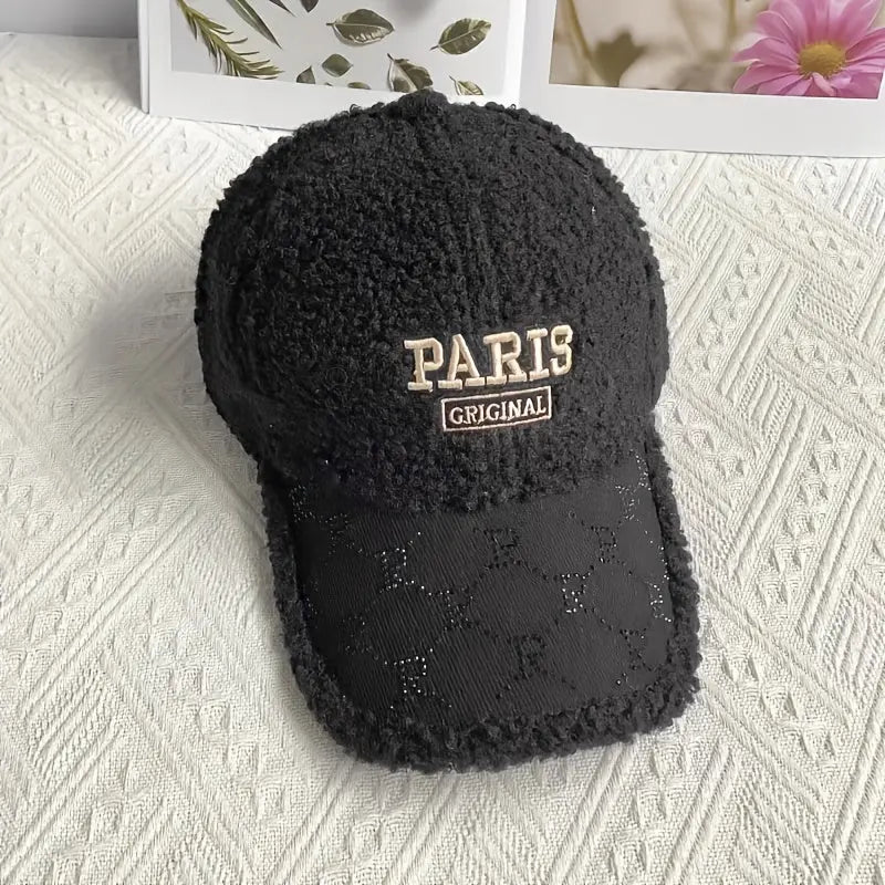 Embroidered Fleece Baseball Cap – Rhinestone Detail, Adjustable & Lightweight NNOS