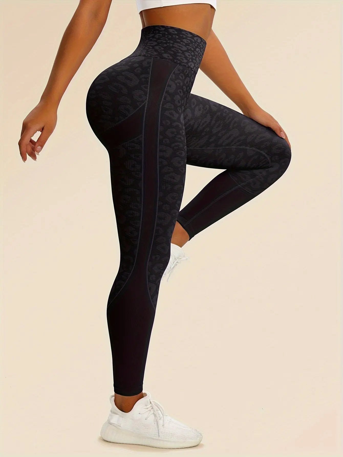 Women’s High-Waist Leopard Yoga Leggings – Seamless Quick-Dry Stretch Pants NNOS