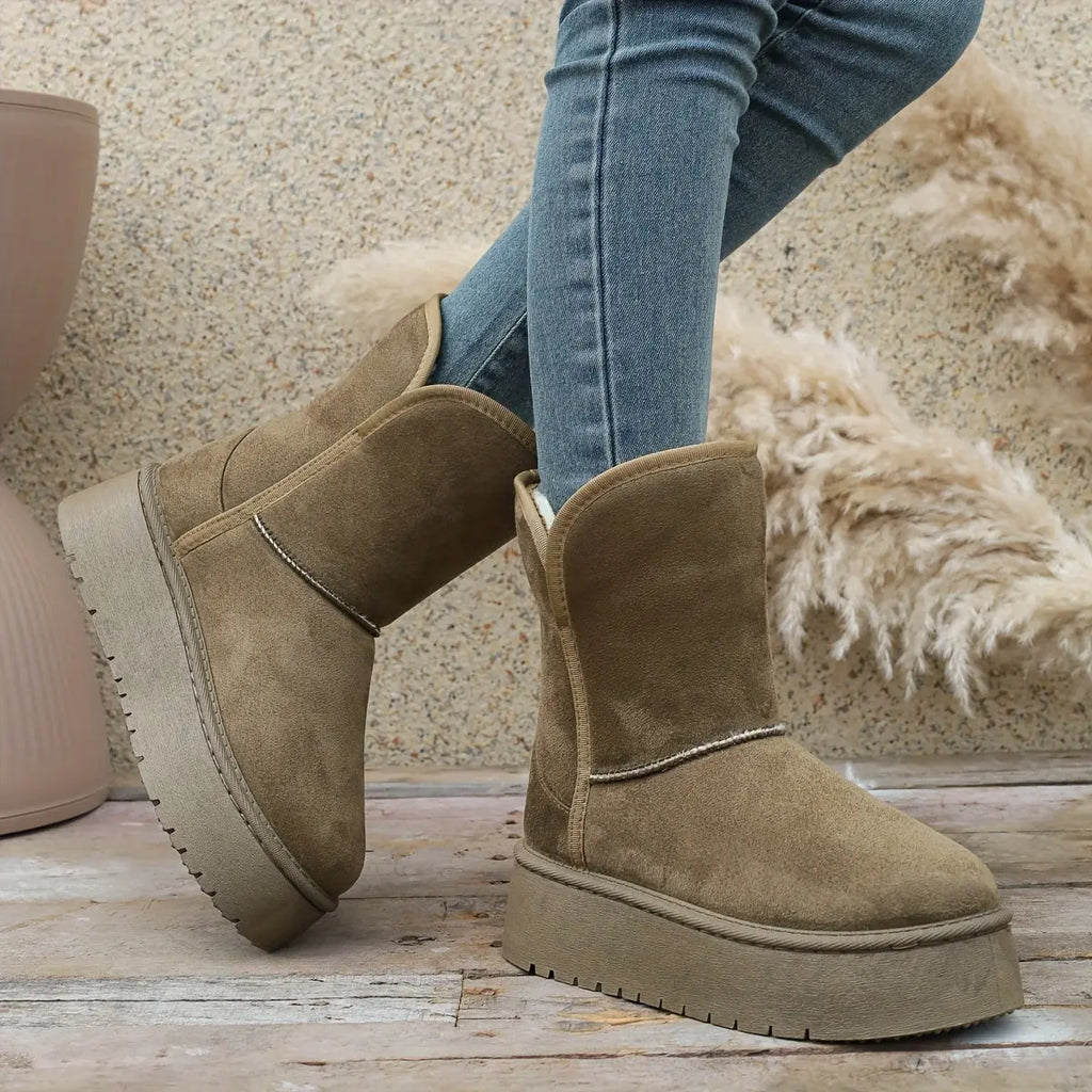 Women’s Winter Mid-Calf Boots – Warm Lined, Slip-Resistant Sole Snow Footwear NNOS